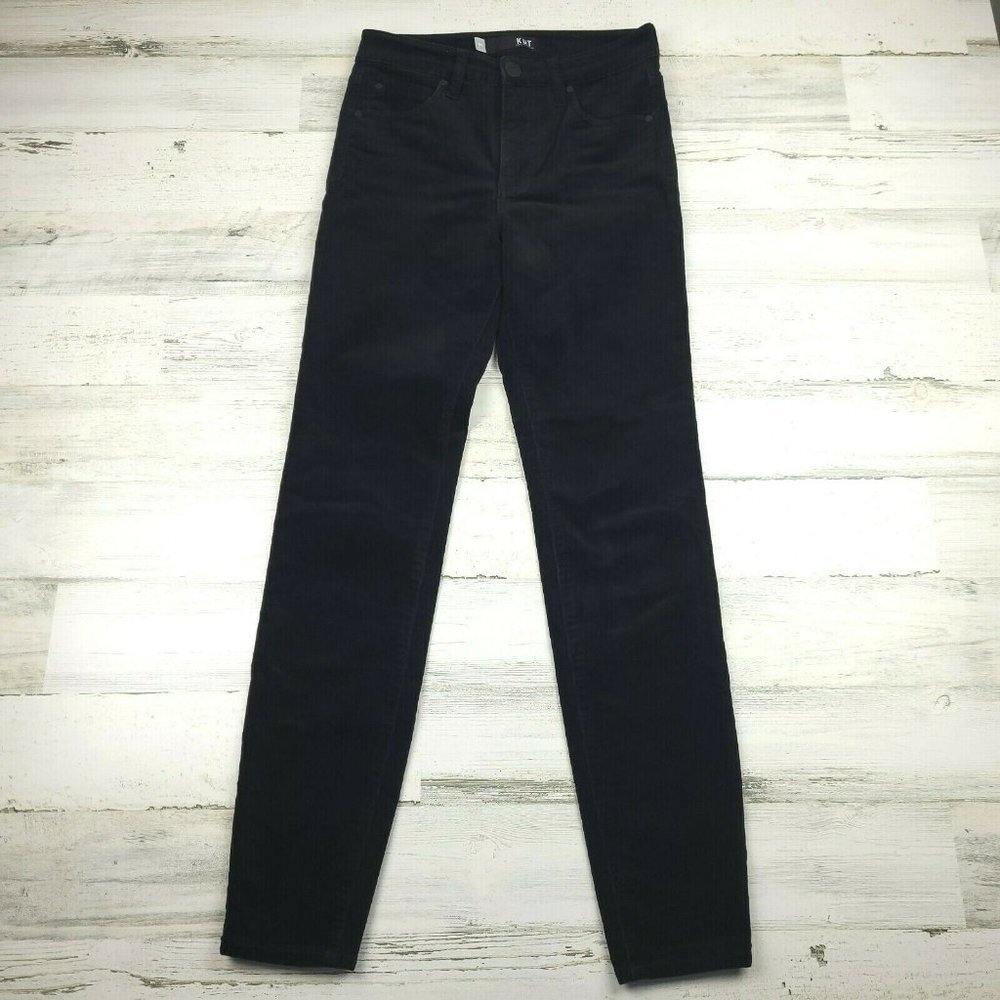 Kut From The Kloth Womens Diana Skinny Corduroy Black Jeans Size 00 (26x29)EUC